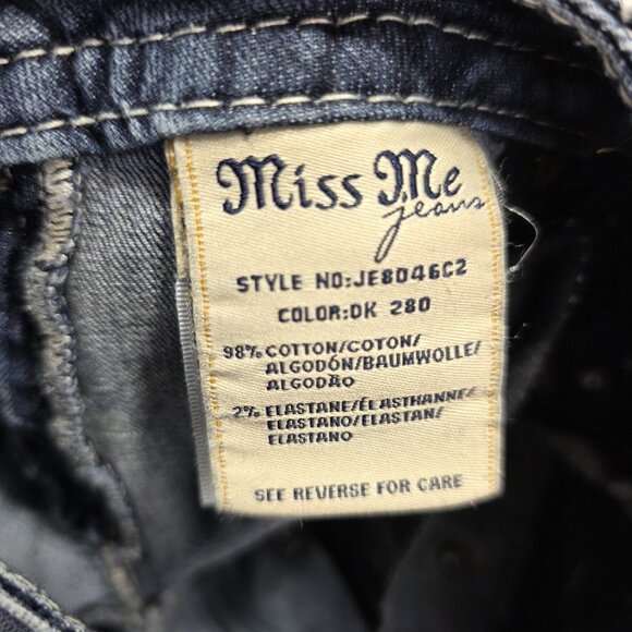 Miss Me Jeans Womens 26 Signature Crop Distressed Lace Embellished Denim Pants - Picture 7 of 12